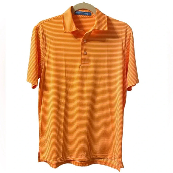 SOUTHERN TIDE ORANGE STRIPED POLO - Picture 1 of 4